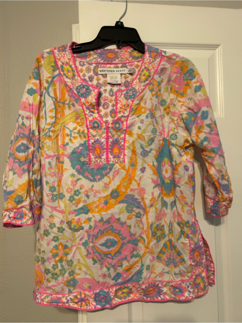 Gretchen Scott Designs Floral Print Tunic Top in Pink, Yellow, Blue